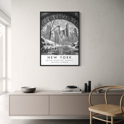 Winter Wonderland | Central Park Bridge Poster | New York City Scenic Art | USA Landscape