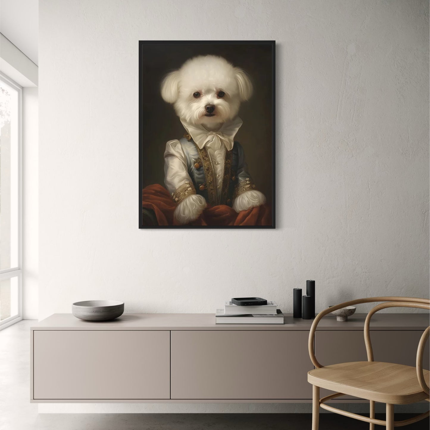 Baroque Aristocrat Poster | Bichon Frise Artwork | Rococo Style | Regal Dog Breed Portrait for Home Decor