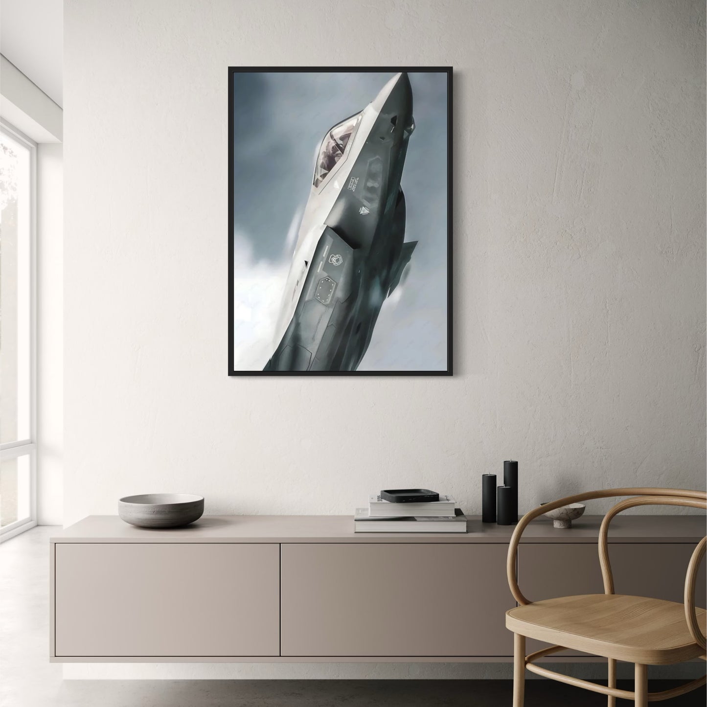F22 Raptor Fighter Jet Art Print | Modern Stealth Aircraft Decor | Aviation Poster Home Office Wall Art | Museum Quality