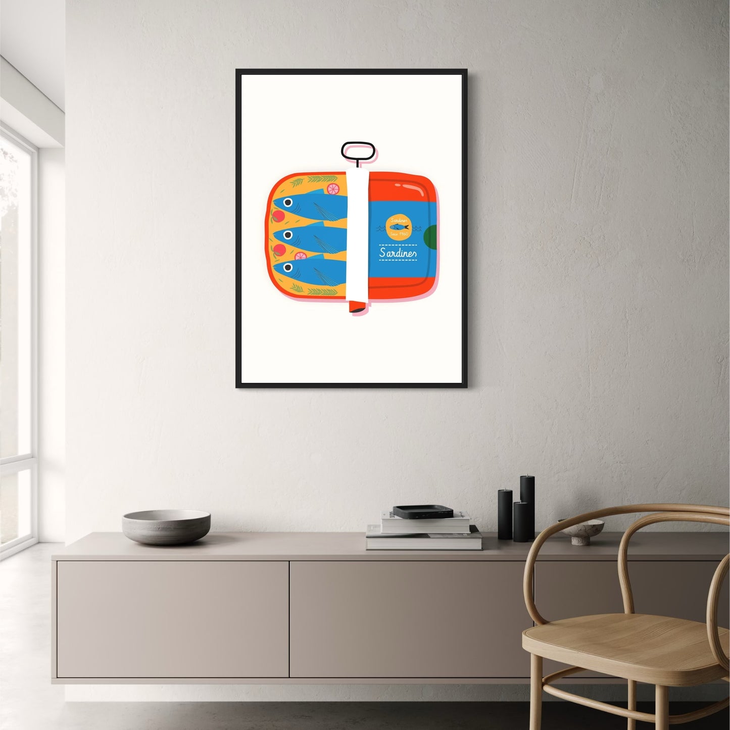 Sardines Poster | Vintage 1960 Culinary Illustration | Home Decor Wall Art | Kitchen Print