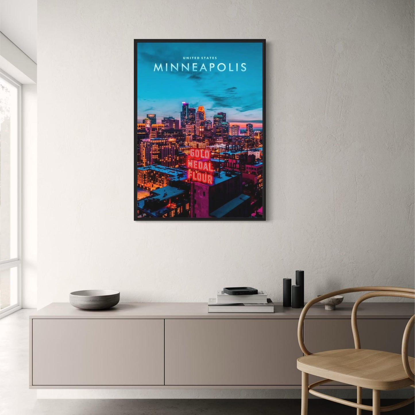 Minneapolis Skyline Poster | United States City Views | Vibrant Urban Landscape | Home Decor Artwork