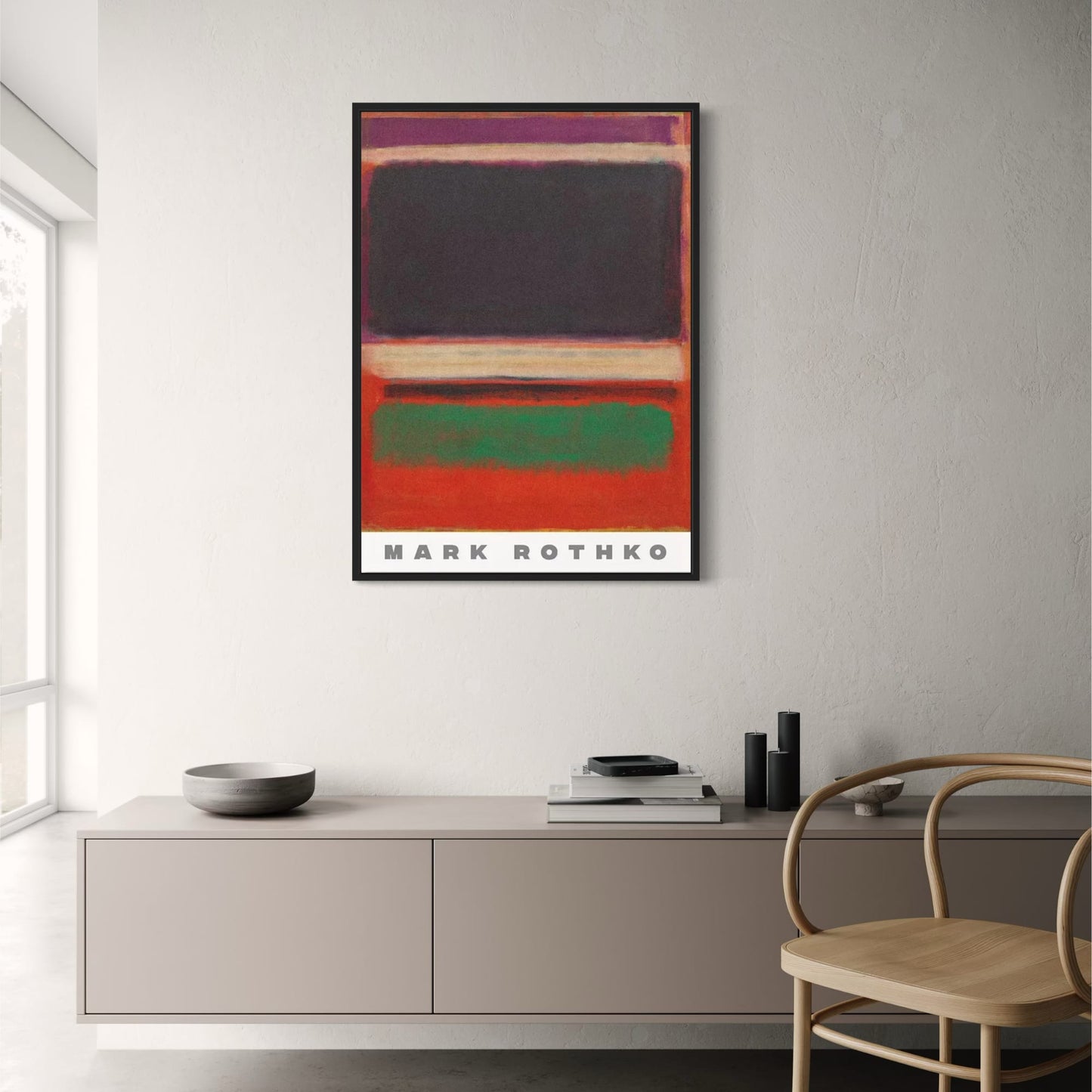 Mark Rothko | Abstract Art | Magenta, Black & Green on Orange