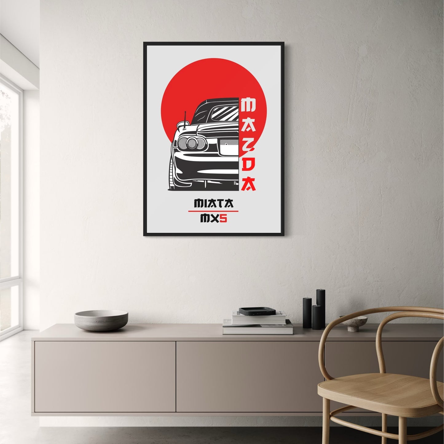 Japan Car | Mazda Miata MX5 Poster | Automotive Art Print | Wall Decor | Classic Sports Car | Japanese Vehicle | Home or Office Decor