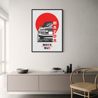 Japan Car | Mazda Miata MX5 Poster | Automotive Art Print | Wall Decor | Classic Sports Car | Japanese Vehicle | Home or Office Decor