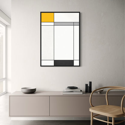 Mondrian | Composition in Black, White, Yellow & Gray | Modern Abstract