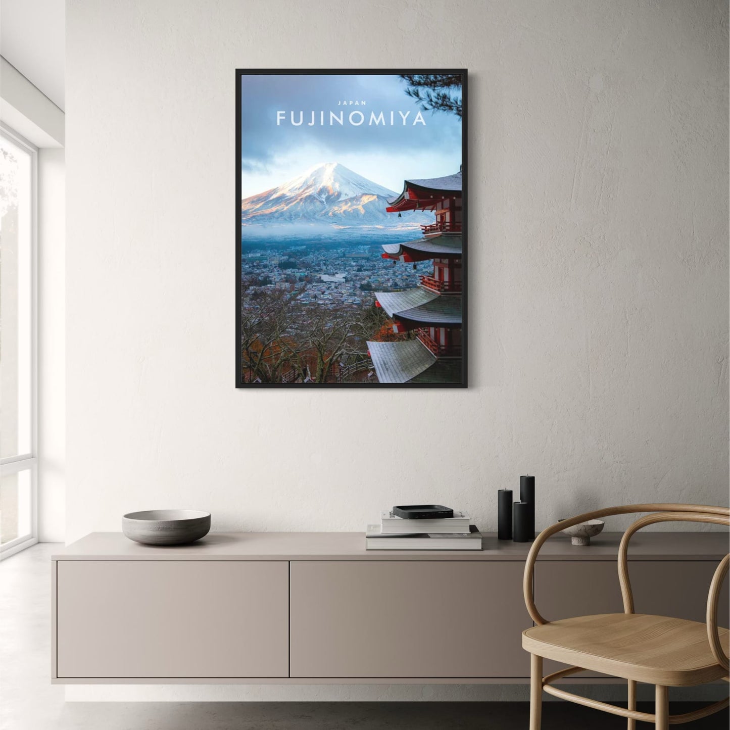 Mount Fuji and Pagoda | Fujinomiya | Iconic Volcano and Historic Architecture | Traditional Japanese Landscapes | Japanese Architecture Posters