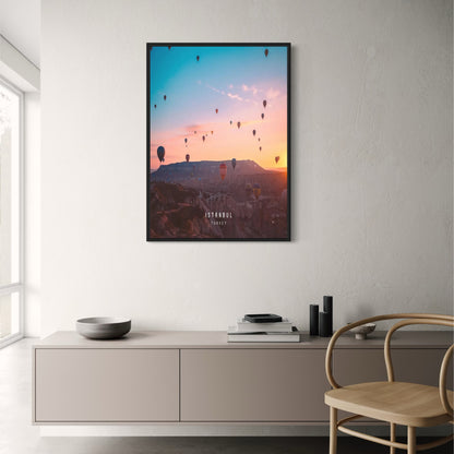 Hot Air Balloons Poster | Cappadocia | Vibrant Sunrise | Istanbul | Turkey Scenic Art | Capture Essence of Turkey | Colorful Flight | Travel-Inspired Decor