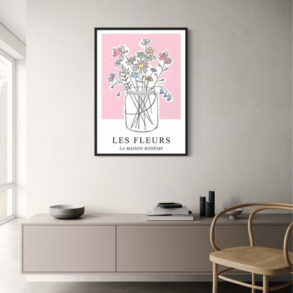 Les Fleurs Poster | Garden Blossoms | Bohemian Home Art Decor