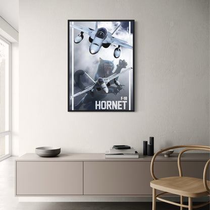 Aviation Art Poster | F-18 Hornet Fighter Jets | Dramatic Sky Scene | Panther Detail | Poster Print