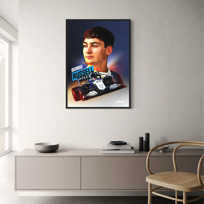 George Russell | F1 Racer Helmet | Motorsport Art