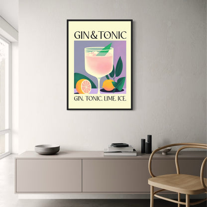 Vintage Gin and Tonic Cocktail Art
