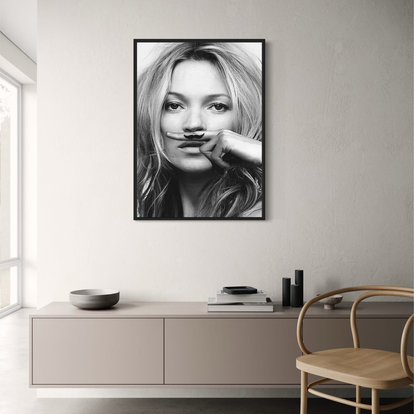 Kate Moss | Whimsical Mustache Art