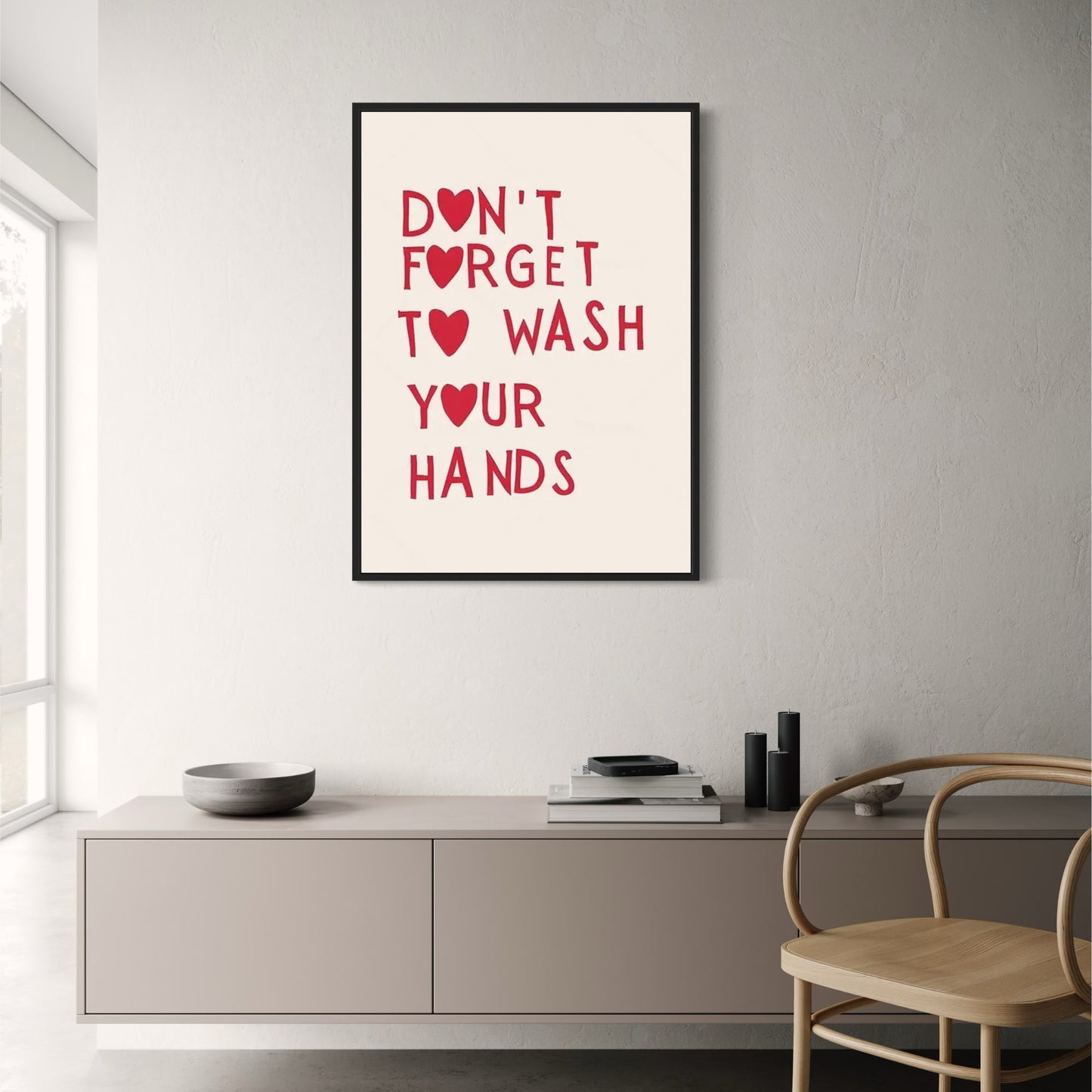 Minimalist Bathroom Art | Wash Your Hands Reminder