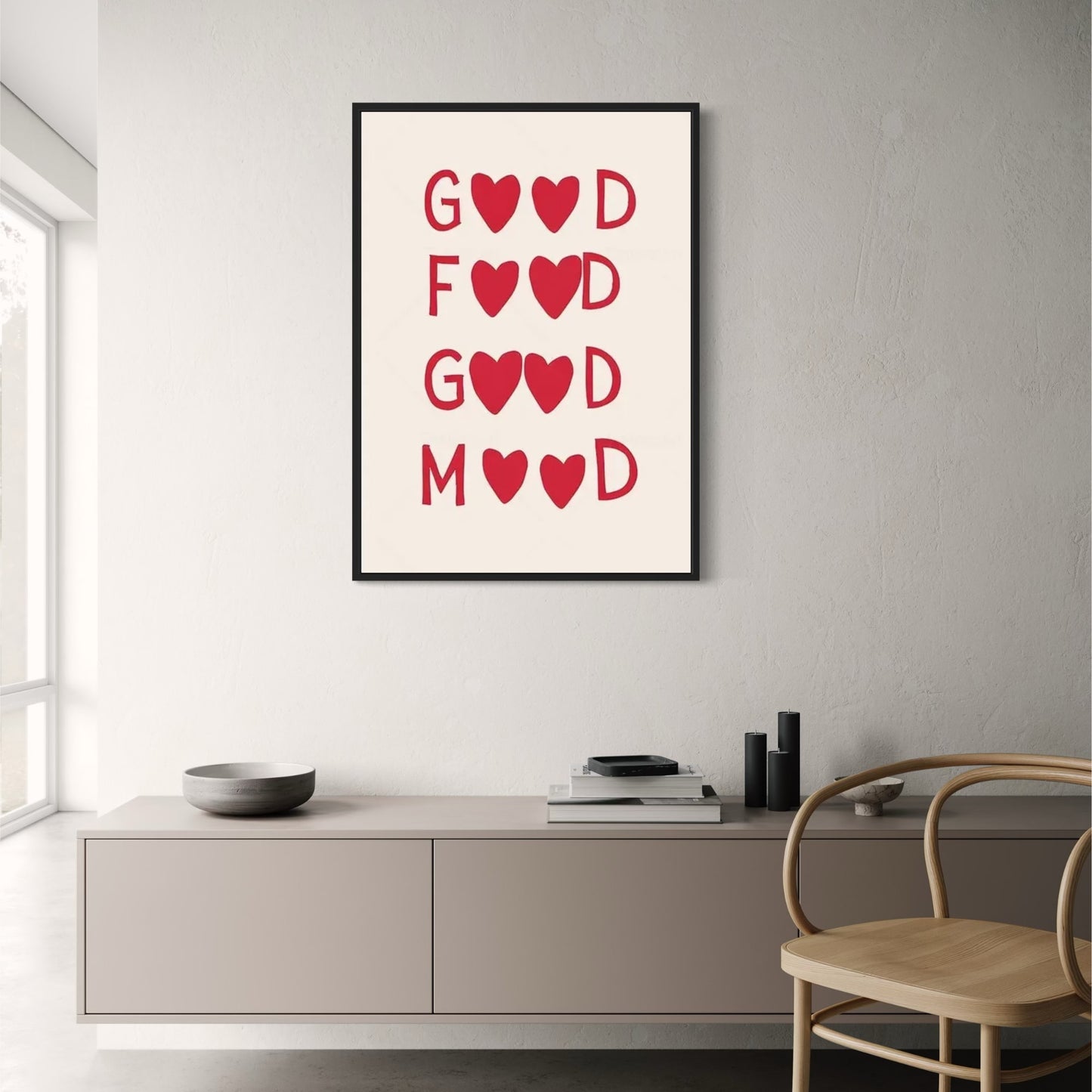 Good Food Good Mood | Minimalist Kitchen Art | Black & White