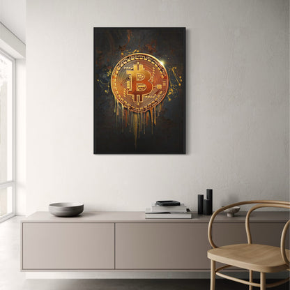 Bitcoin Gold Drip Poster  Digital Currency Art, Crypto Wall Decor | Home Decor | Decoration Poster