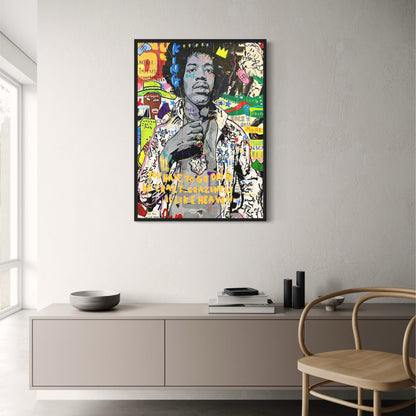 Abstract Street Pop Graffiti Art | Jimi Hendrix Portrait | Canvas Poster Prints for Living Room Decor