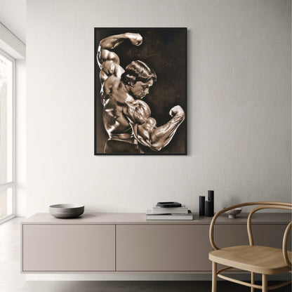 Bodybuilding | Weightlifting | Motivational Quote | Gym Fitness Poster | Legendary Iconic Arnold Schwarzenegger Pose