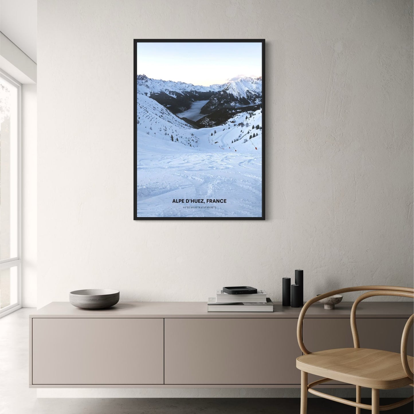 Sweeping Snowscapes Poster | Alpe d'Huez Winter Scenery | Stunning French Alpine Landscape Art | Capture the Beauty of Snowy Mountains
