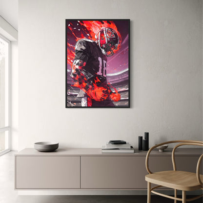 American Football Poster | Dynamic Tribute to Sporting Excellence | Iconic Athlete Artwork | Celebrating Passion, Power, and Achievement | Sports Wall Art