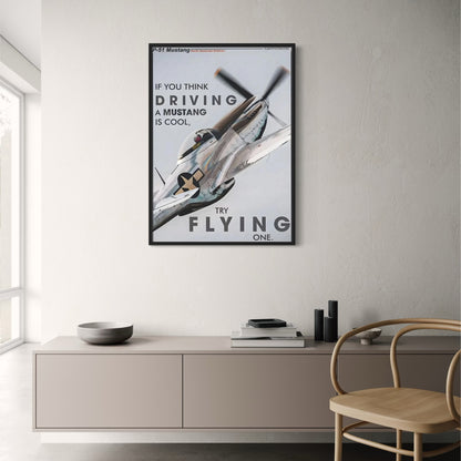 Vintage P-51 Mustang Fighter Aircraft Poster | WWII Aviation Art Print | Perfect for Home, Office, Gallery Decor