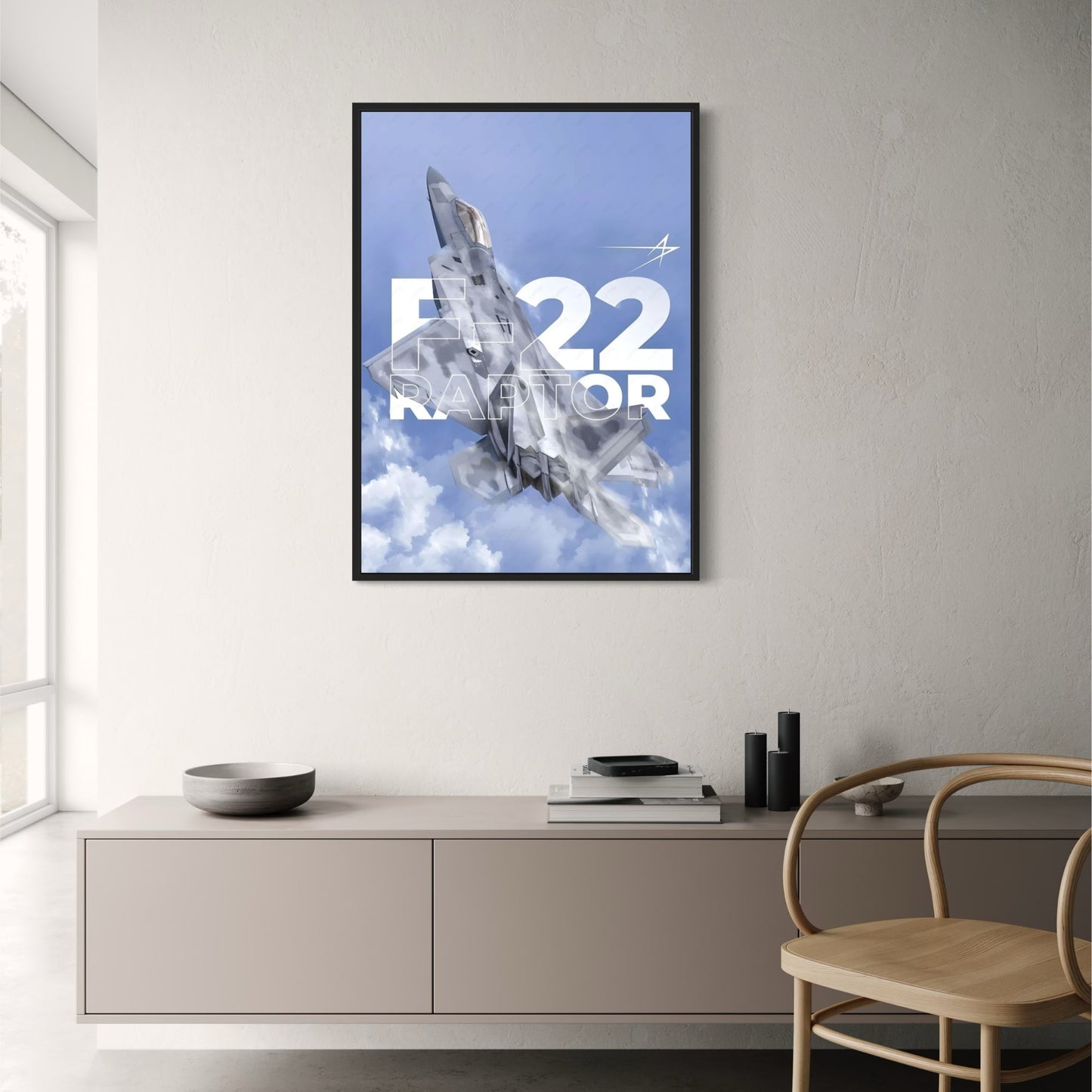 F-22 Raptor Fighter Jet Poster | Vibrant Colors Artwork | Aviation Decor for Home, Office, or Gallery