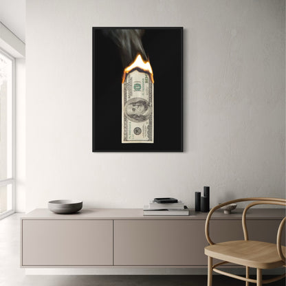 Burning Hundred Dollar Bill Art