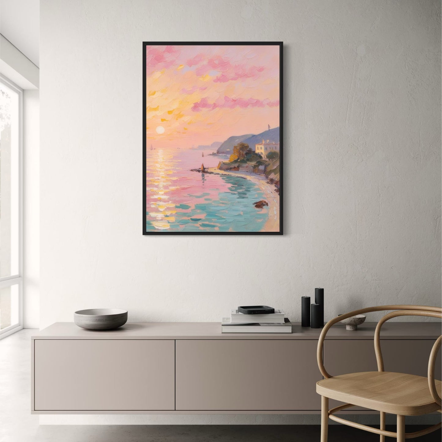 Calming Coastal Landscape Poster | Serene Beach Scene Print | Wall Art for Home Décor | Ocean & Shoreline Artwork