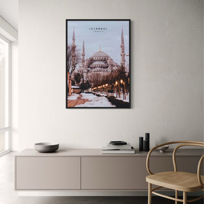 Winter View | Sultan Ahmed Mosque | Blue Mosque | Istanbul | Turkey | Serene Winterscapes Poster | Beautiful Turkish Architecture