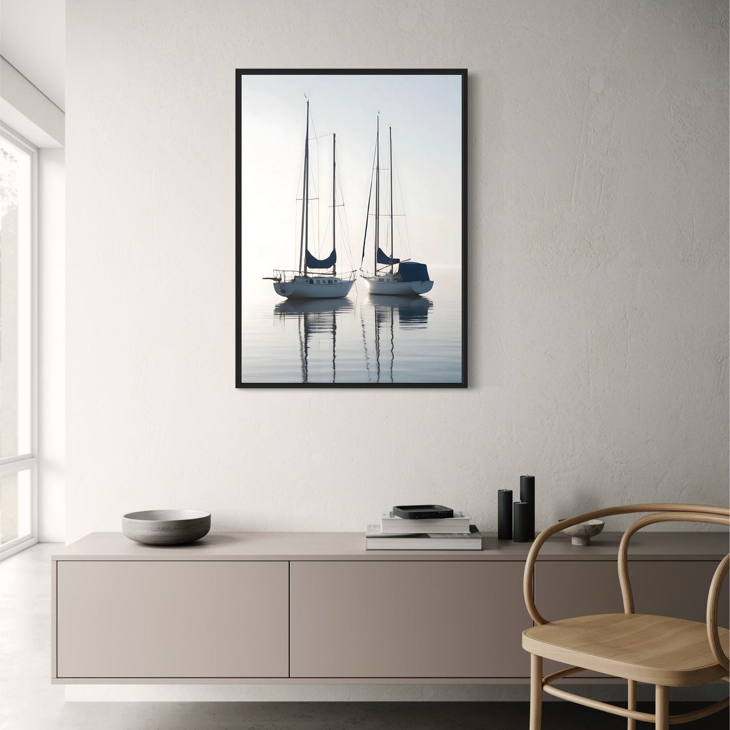 Two Sailing Boats at Sunrise | Vertical Seascape