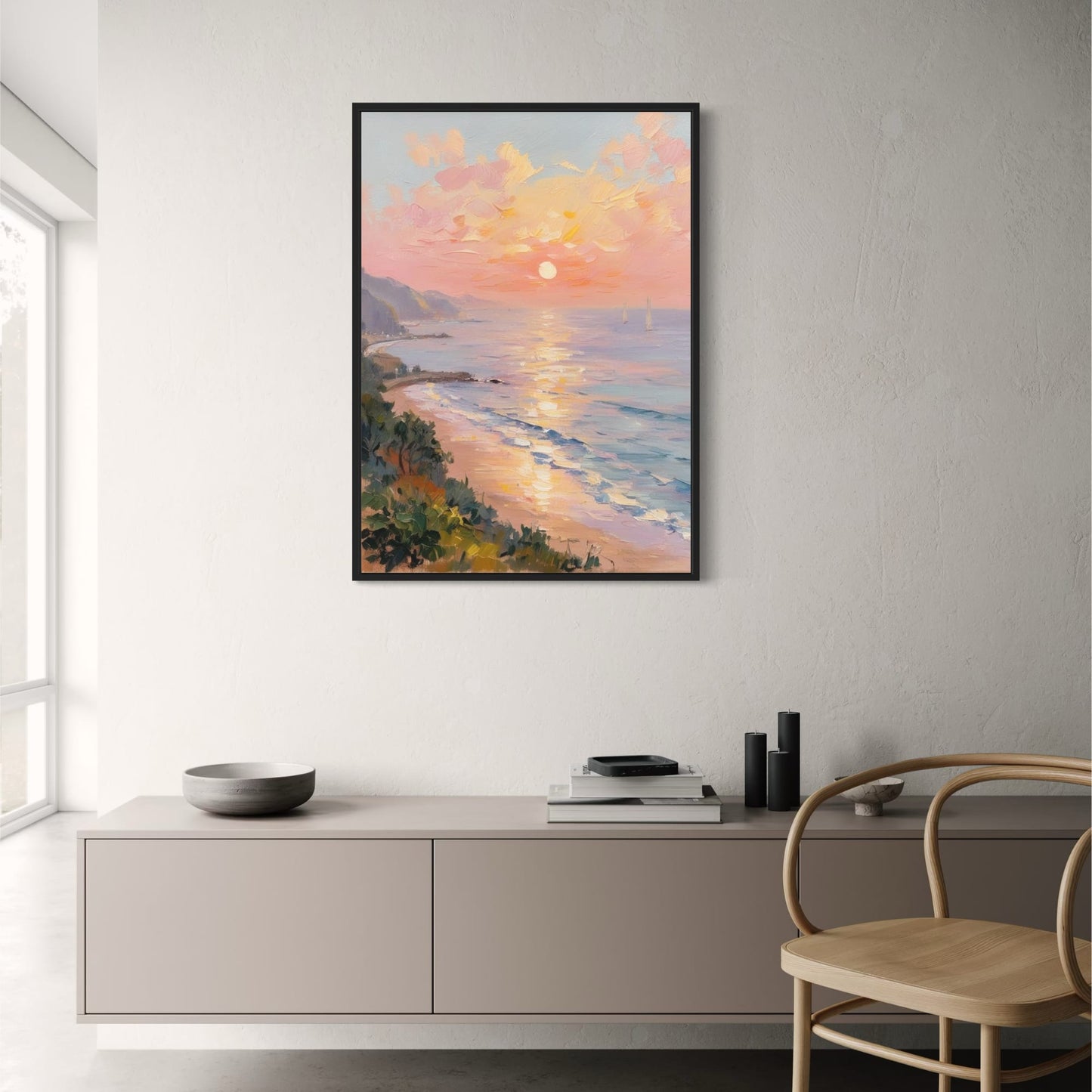 Calming Coastline Poster | Serene Beach Scene | Ocean Waves Art | Tranquil Seashore Print | Wall Decor | Coastal Vibes | Relaxing Landscape Artwork
