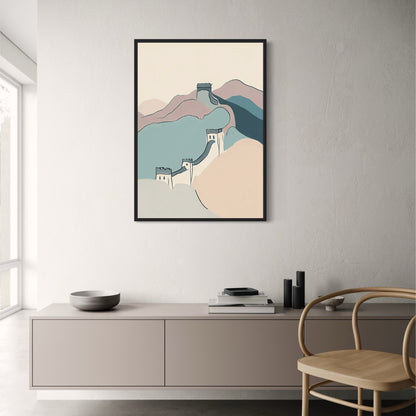 Great Wall of China Art Print | Minimalist Landscape Poster | Iconic Historical Sites | Ideal Wall Decor