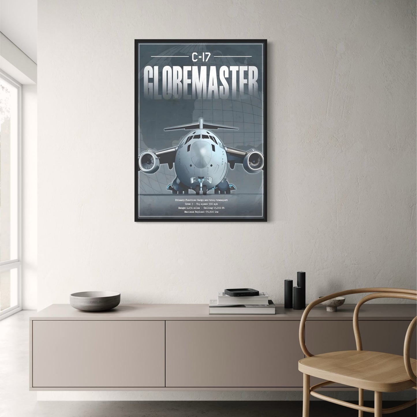 Military Aircraft Print | C-17 Globemaster III Poster | Aviation Art for Home, Office, or Gallery Display