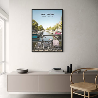 Amsterdam Bikeride Poster | Beautiful European City Scene | The Netherlands Travel Art | Scenic Wall Decor