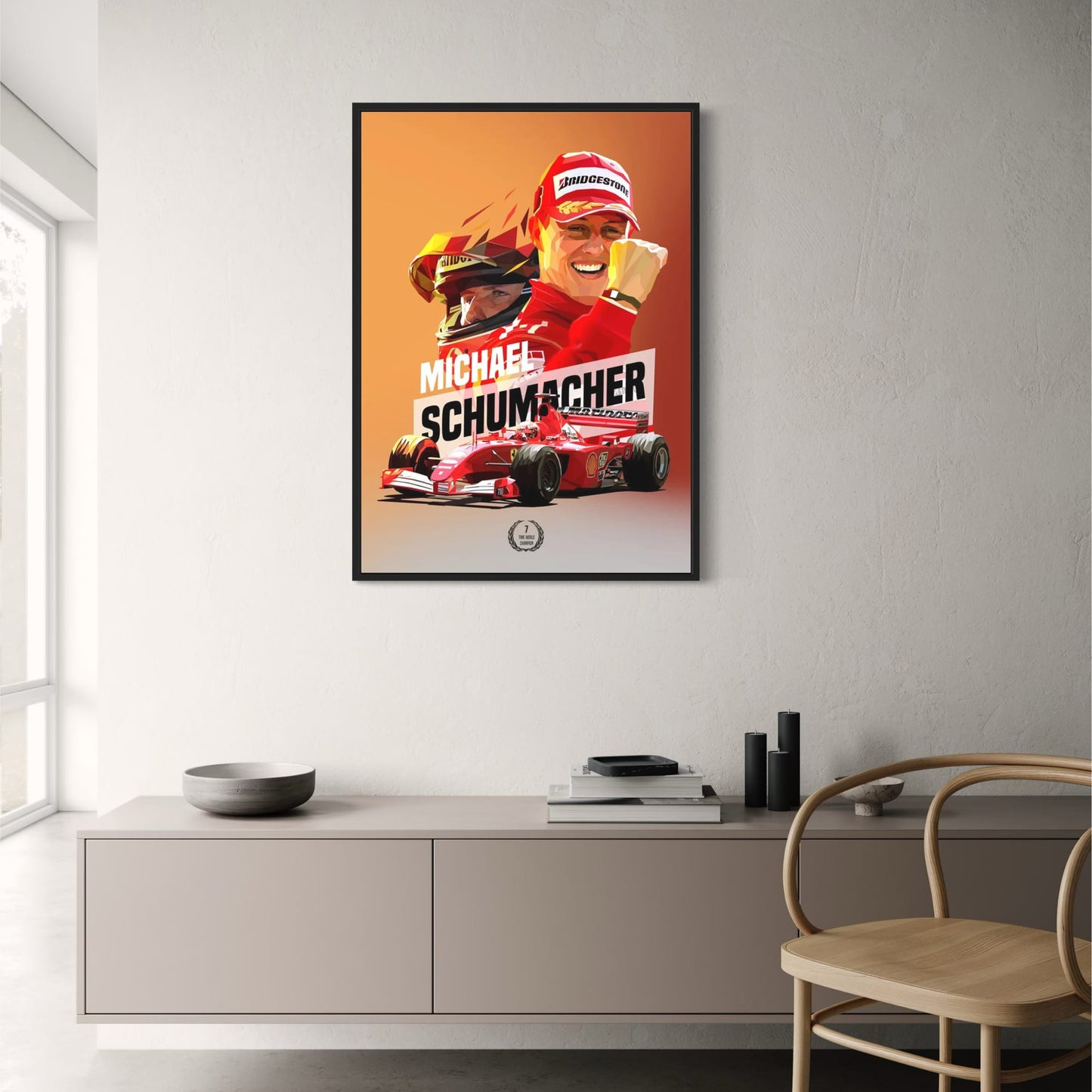 Formula 1 Legend | Michael Schumacher Helmet Poster | Ferrari Racing Art | Sports Decor