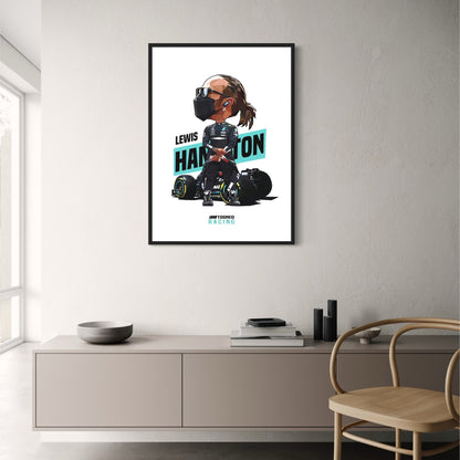 Cartoon Lewis Hamilton Helmet | F1 Racing Art