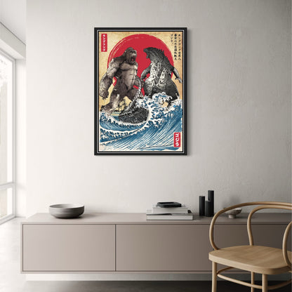 King Kong vs. Godzilla | Ukiyo-e Inspired Vintage Titans