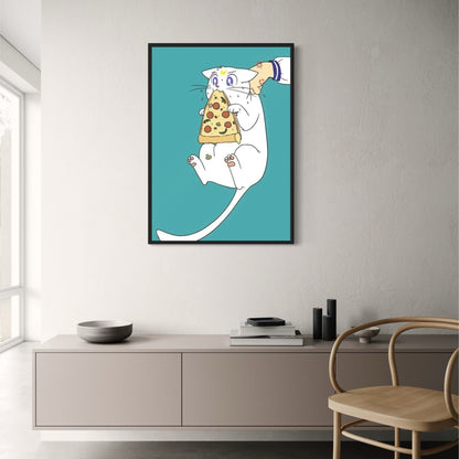 Classic Japanese Anime Poster | Pizza Paws | Wall Art Decor | Cute Cat Design | Home Decorations | Anime Fan Gift