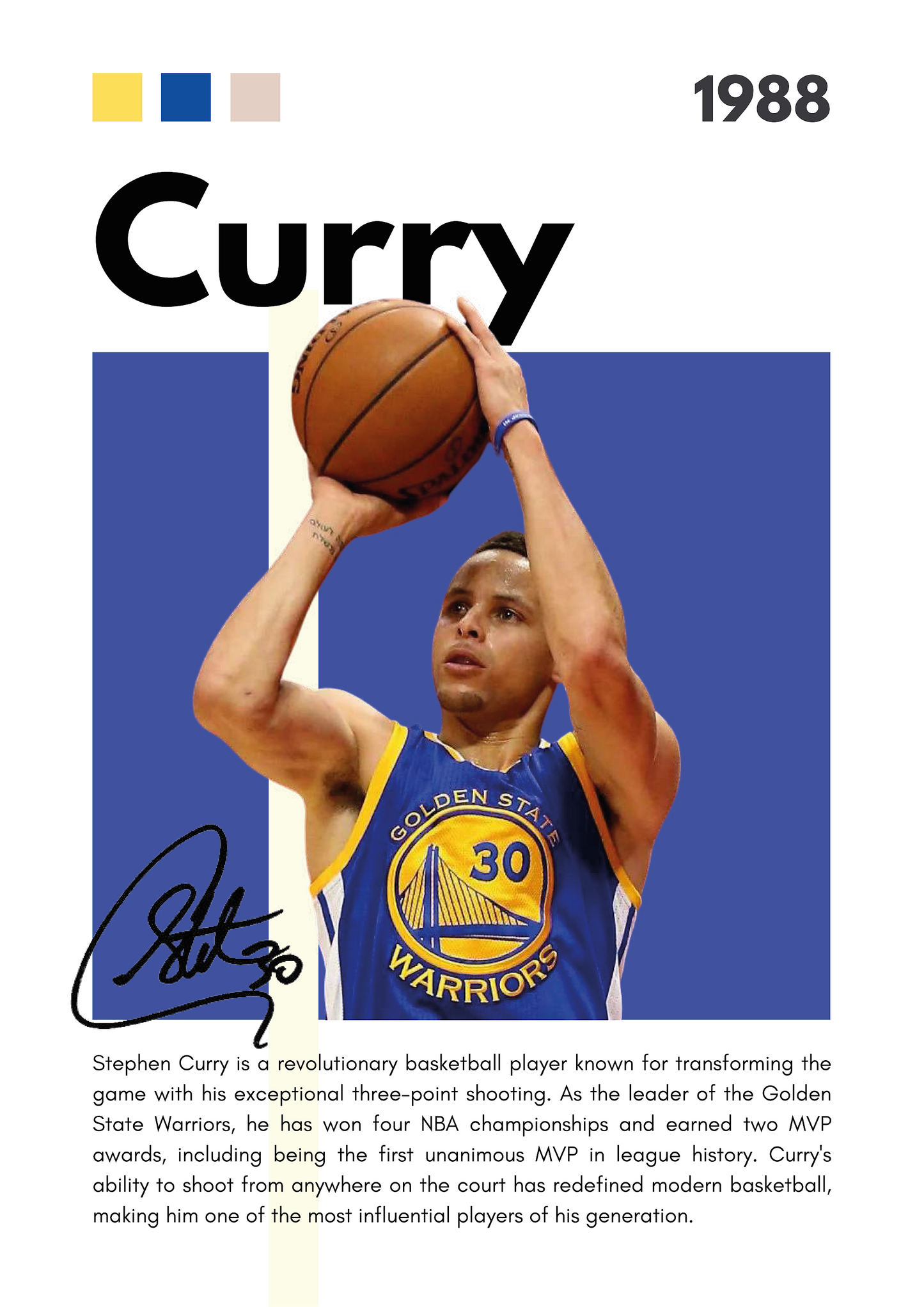 Golden State Warriors Tribute | Iconic Three-Point Shot | Blue-Gold Design