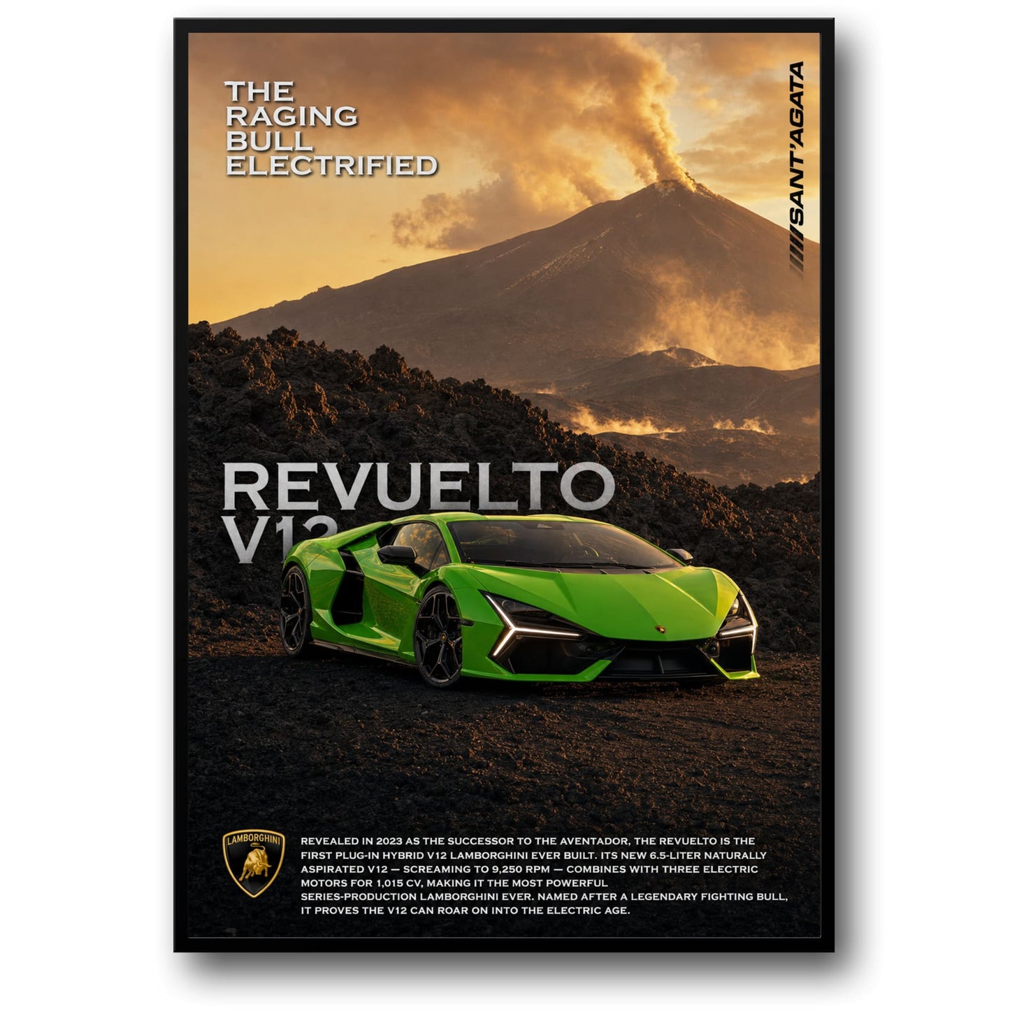 Lamborghini Revuelto V12 | Electrified Hybrid Supercar Poster | Automotive Art Print | Exclusive High-Performance Design Poster