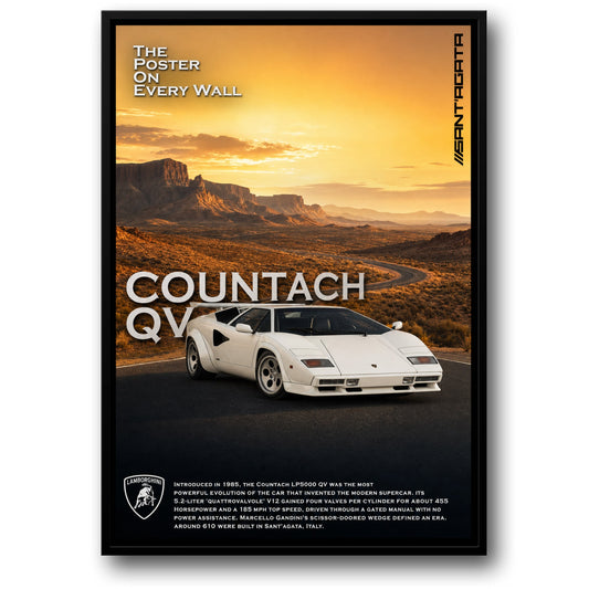Lamborghini Countach QV LP5000 Poster | Iconic Supercar Print | High-Speed Wall Art Decor | Classic Automotive Poster