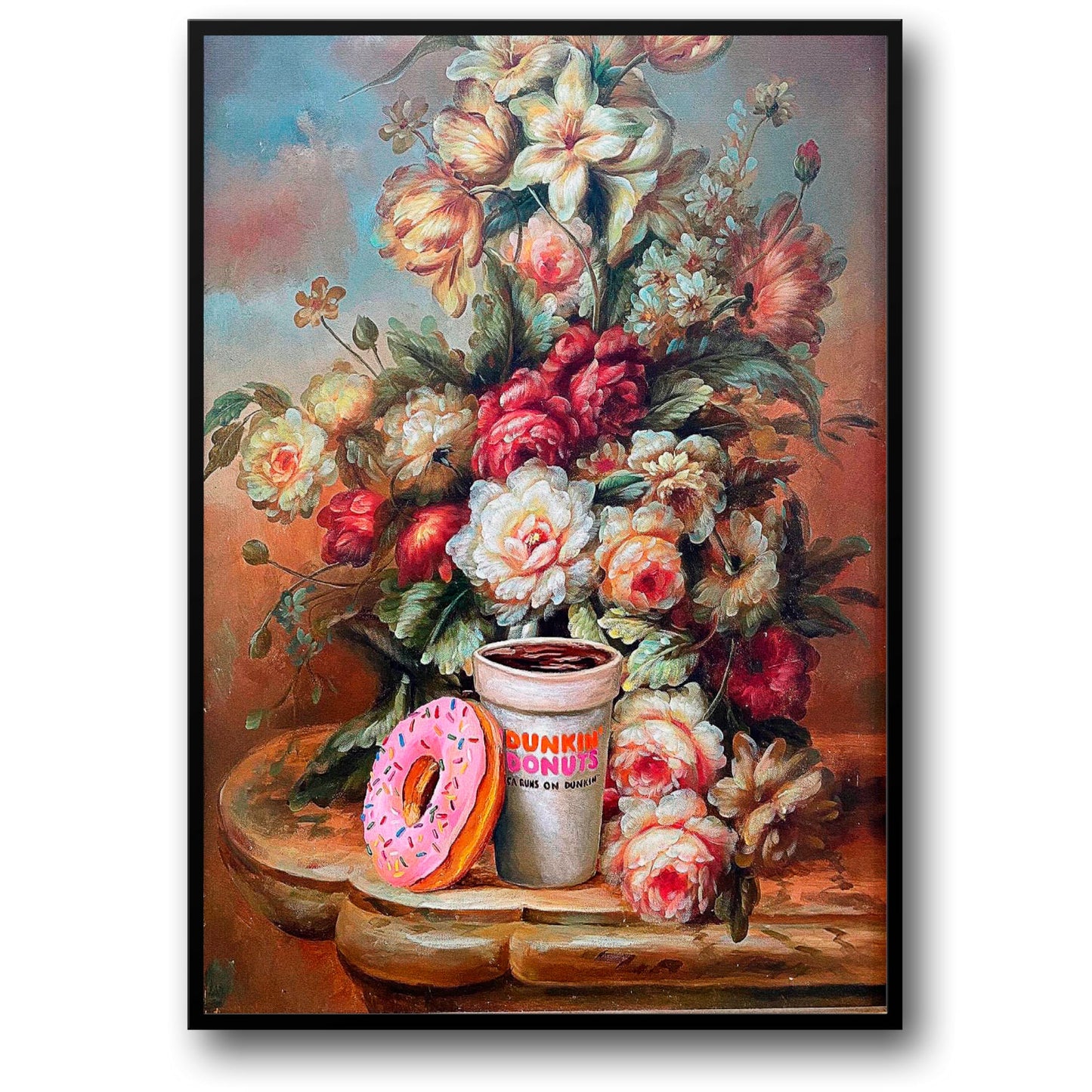 Renaissance Floral Poster | Vibrant Roses & Lilies | Pink Donuts