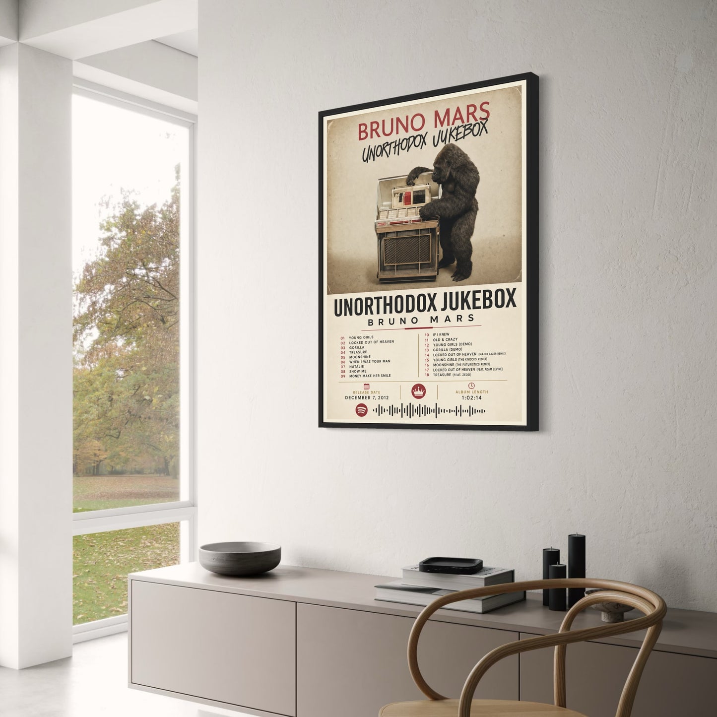 Bruno Mars Unorthodox Jukebox Album Art Print | Retro Music Decor Poster | Gorilla Jukebox Design for Home or Office