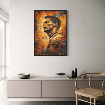Athlete Art | Intense Sports-Themed Poster | Fiery Orange, Gold, Blue | Paint Splatter Style | High-Quality Print for Home Decor | Modern Urban Artistic Representation | Perfect for Sports Enthusiasts