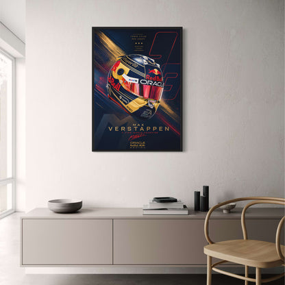 Max Verstappen Racing Helmet | Championship Tribute | Oracle Red Bull Athlete Art | Motivational Tribute Print | F1 Poster