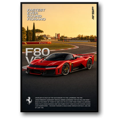Ferrari F80 Supercar | Racing Poster | High-Speed Track Performance Art Print | Collector's Edition Car Poster Display