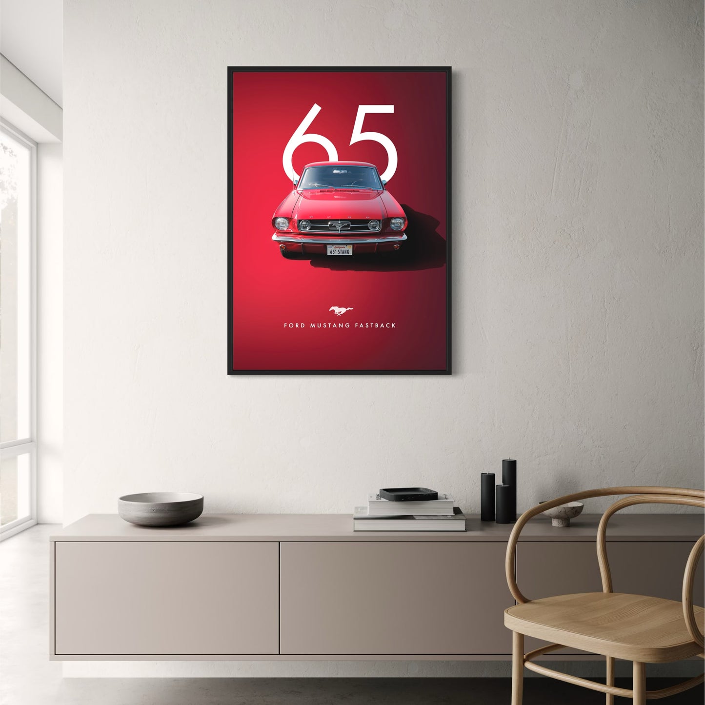 1965 Ford Mustang Fastback | Classic Retro Car | Bold Red