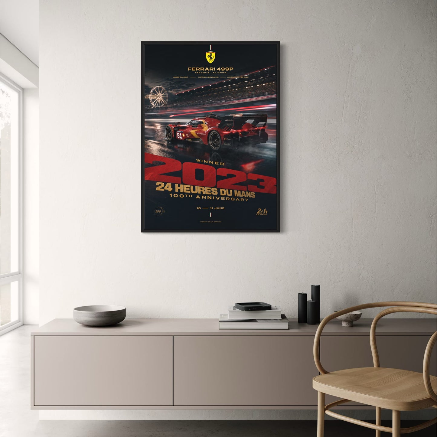 Ferrari 499P 24 Hours of Le Mans 2023 Winner | Motorsport Racing Art | 100th Anniversary Print | Collectible Poster