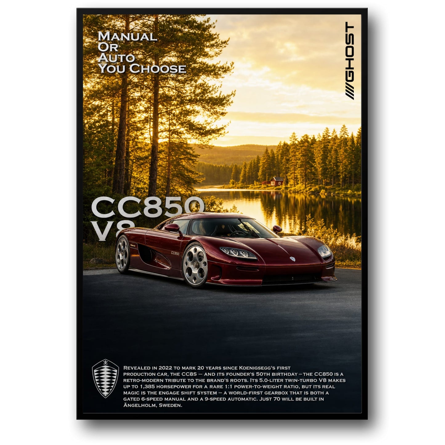 Koenigsegg CC850 V8 | Retro-Modern Tribute | Luxury Sports Car Legacy | High Performance Engine Art Print Poster