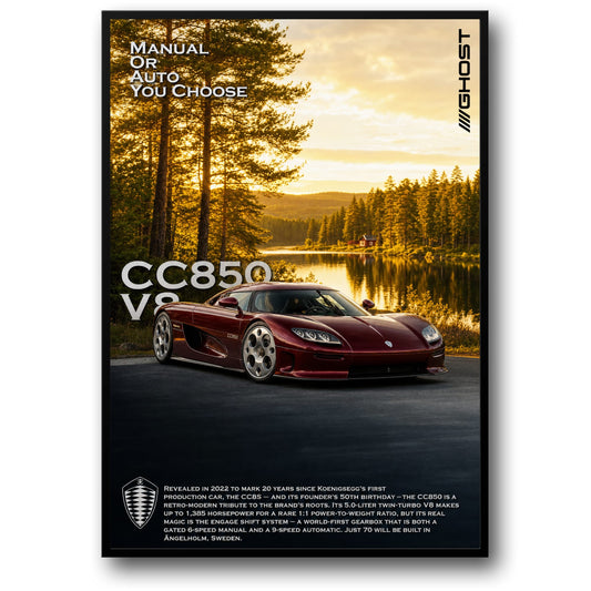 Koenigsegg CC850 V8 | Retro-Modern Tribute | Luxury Sports Car Legacy | High Performance Engine Art Print Poster