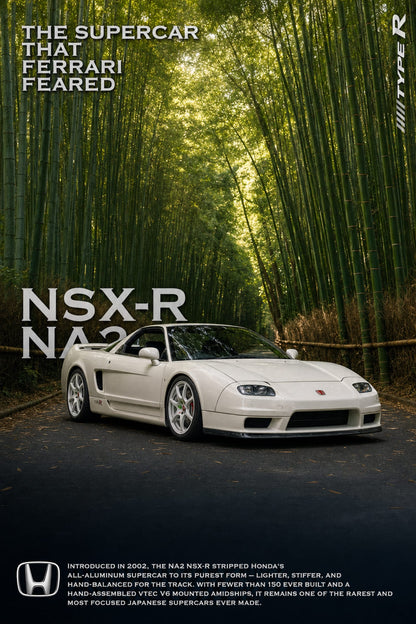 Honda NSX-R NA2 Supercar Poster | Exotic Car Art | Iconic Japanese Vehicle Print | Luxury Sports Car Decor | High-Quality Wall Art